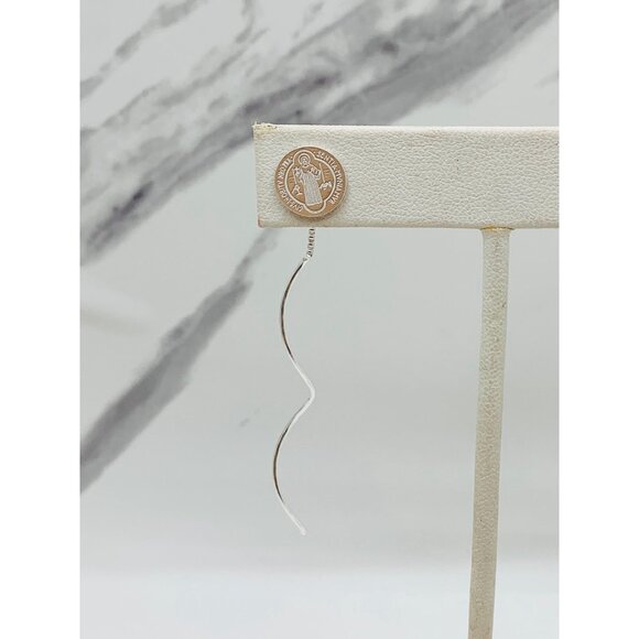 ❤️ 925 Sterling Silver earrings Saint Benedict threaders - San Benito aretes - Picture 4 of 7